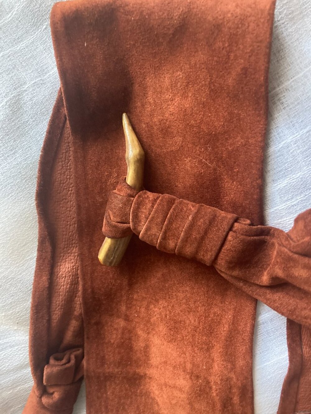 Beautiful, Unique Artisan Chic Boho Cognac Suede Obi Belt M - Picture 6 of 15